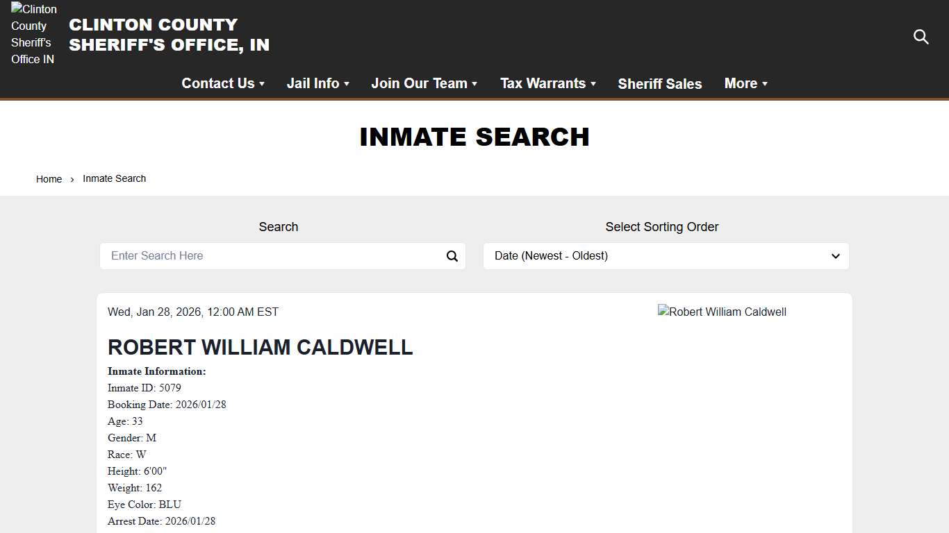 Inmate Search Clinton County Sheriff’s Office IN